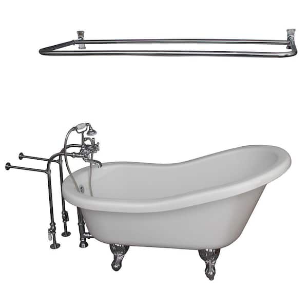 Barclay Products 5.6 ft. Acrylic Ball and Claw Feet Slipper Tub in White with Polished Chrome Accessories
