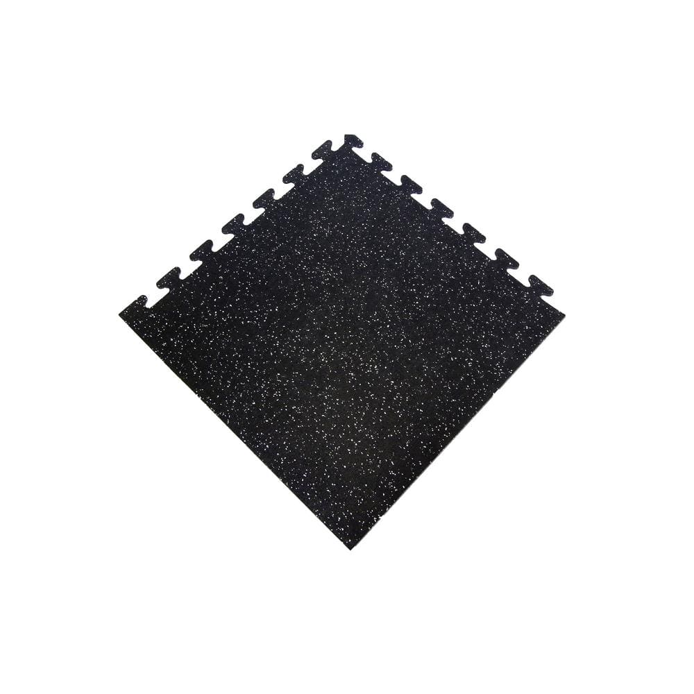 Black with Gray Speck 24 in. x 24 in. Finished Corner Recycled Rubber Floor