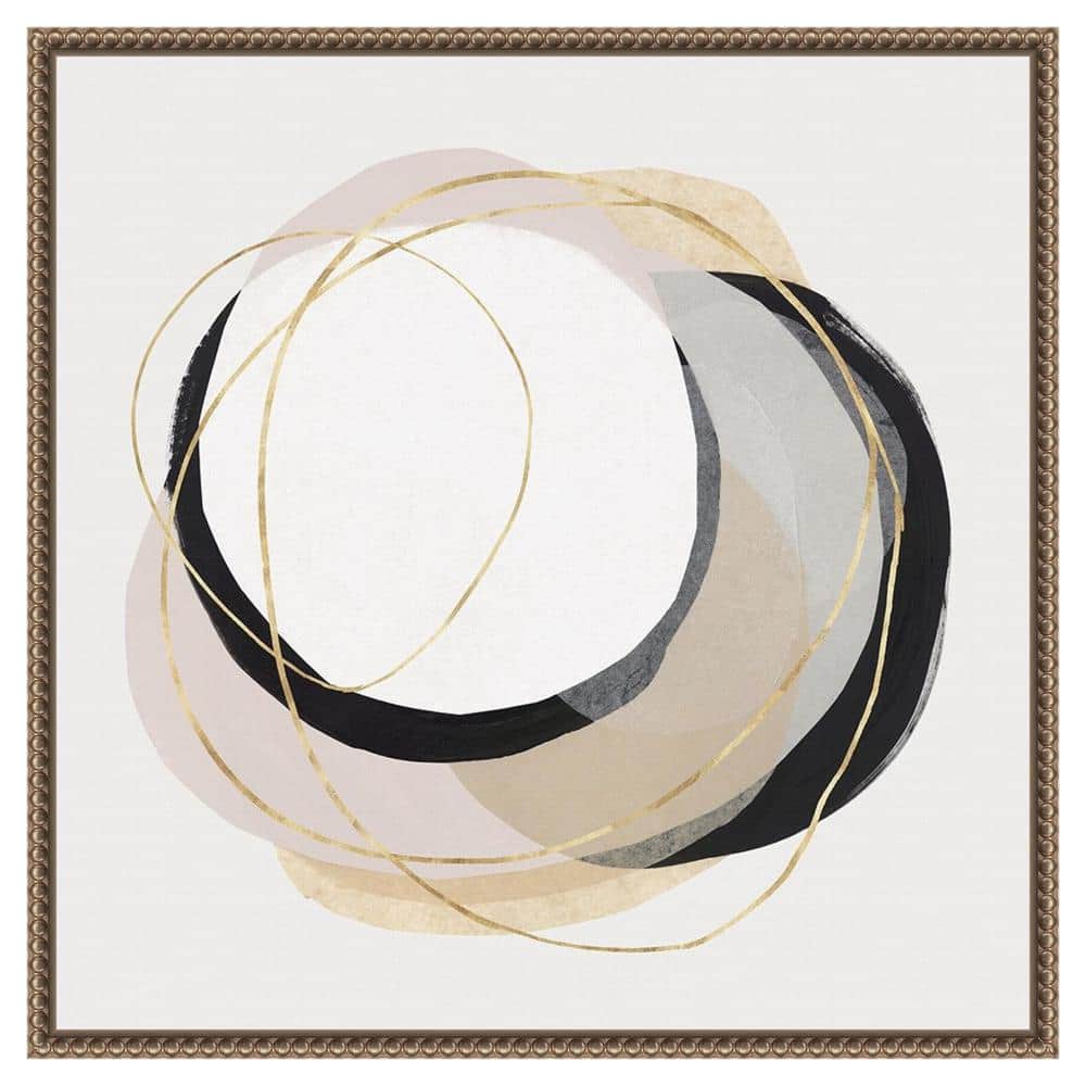 Ring of Gold I Abstract Canvas Art with Bronze Floater Frame