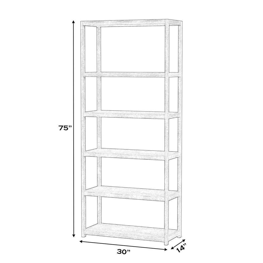 Lark Light Brown 5-Tier Solid Wood Etagere Bookcase