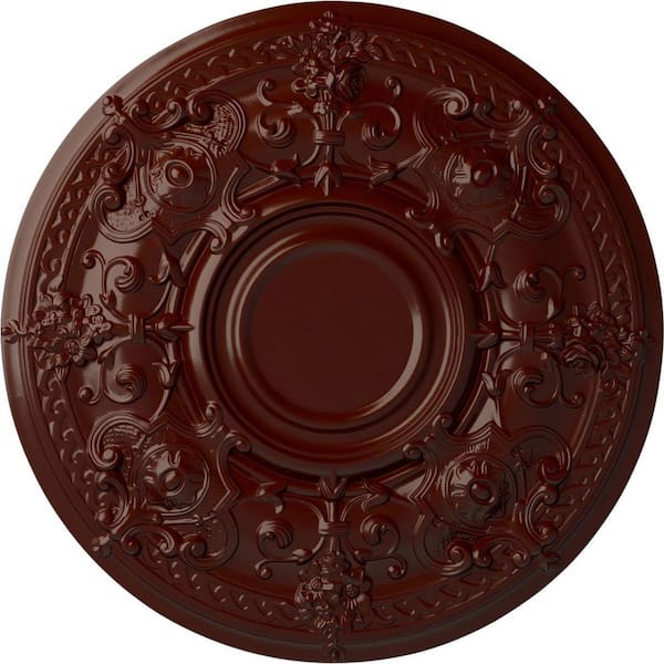 Ekena Millwork 28-1/8" x 1-3/4" Oslo Urethane Ceiling Medallion (Fits Canopies up to 10-1/2"), Brushed Mahogany