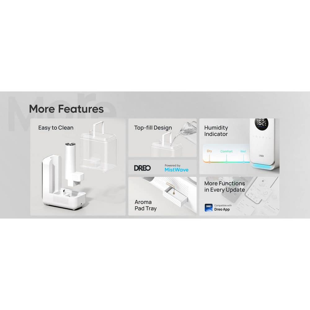 White Ultrasonic Smart Humidifier with App Control, 5L