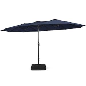 15 ft. Market Double-Sided Twin Patio Umbrella in Navy