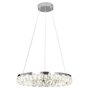 Jefferson 1-Light Clear/Chrome Unique Integrated LED Chandelier with Crystal Accents