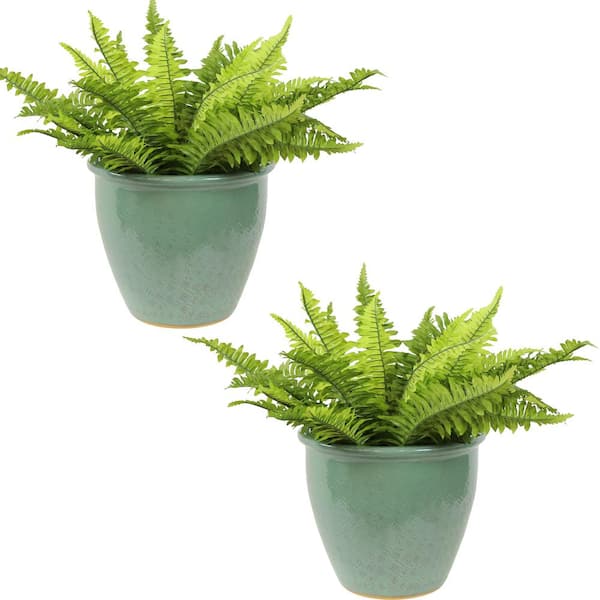 Sunnydaze 11 in. 2 Ocean Villa Ceramic Indoor/Outdoor Planters - Seaside Dreams
