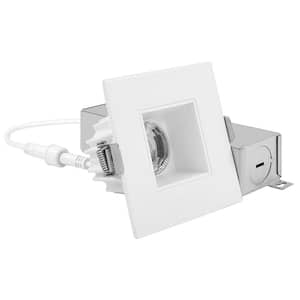 2 in Canless Square J-Box 3 Color Option Dimmable Damp Rated Remodel IC Rated Integrated LED Recessed Light Kit 1-Pack