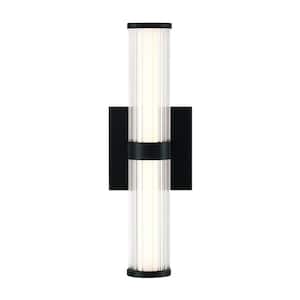 Fayton 14 in. 1-Light Black LED Wall Sconce with Clear Glass Shade