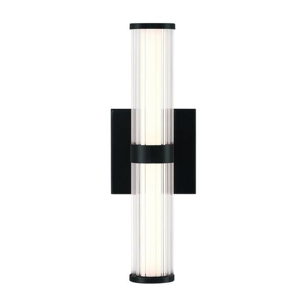 Eurofase Fayton 14 in. 1-Light Black LED Wall Sconce with Clear Glass ...