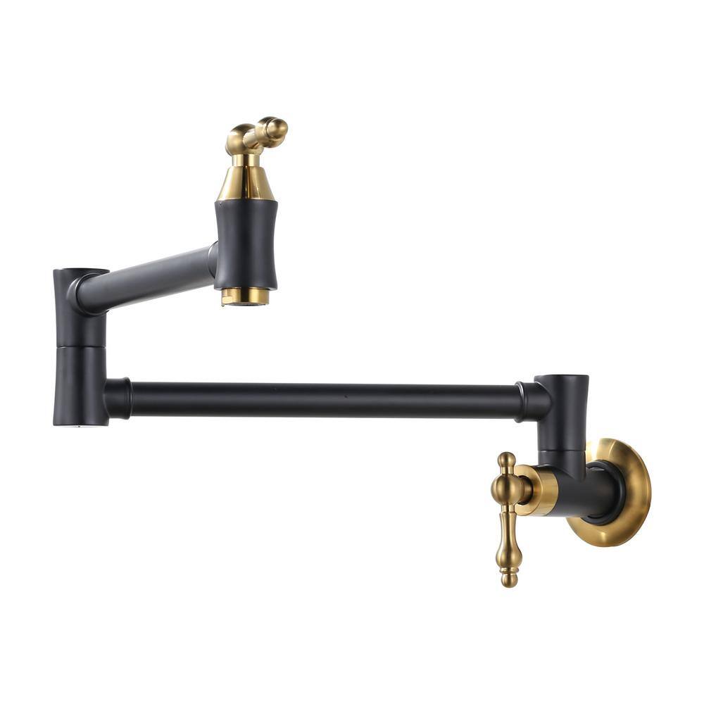 Brass Wall Mouned Pot Filler Kitchen Faucet, Modern Kitchen Faucet with Double Joint Swing Arm in Black and Gold price history on PriceWatchPro