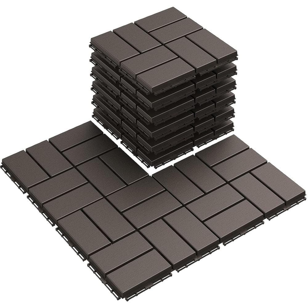 12 ft. x 12 ft. Plastic Interlocking Deck Tiles Waterproof in Black (9 Per Pack) price history on PriceWatchPro