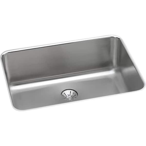 Elkay Lustertone Classic 27 in. Undermount Single Bowl 18-Gauge Stainless Steel Kitchen Sink w/ Accessories