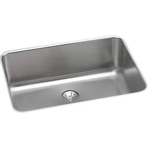 Lustertone Classic Undermount Stainless Steel 27 in. Single Bowl Kitchen Sink with Perfect Drain