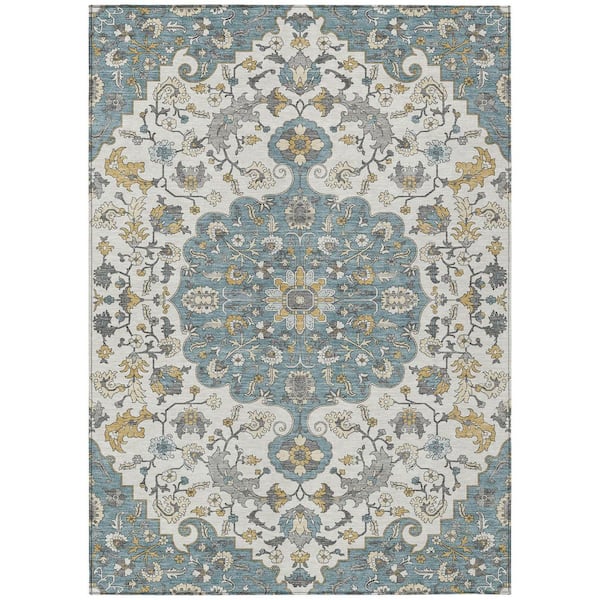 Chantille Machine Washable Indoor/Outdoor Abstract ACN2463 Teal 3 ft. x 5 ft. Area Rug