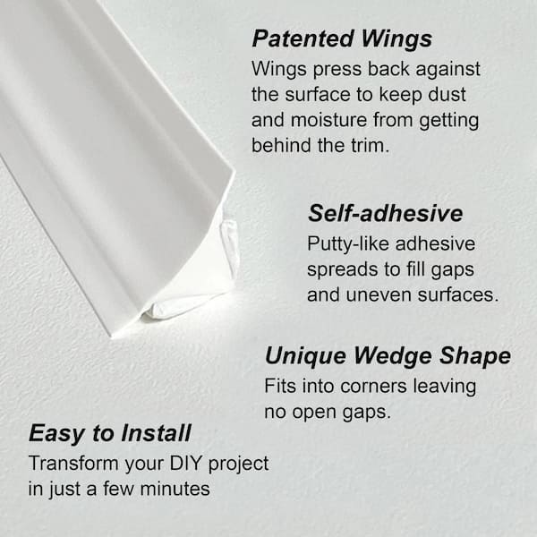 InstaTrim 3/4 in. x 10 ft. Grey PVC Inside Corner Self-Adhesive Flexible  Caulk and Trim Molding IT75INGRY - The Home Depot