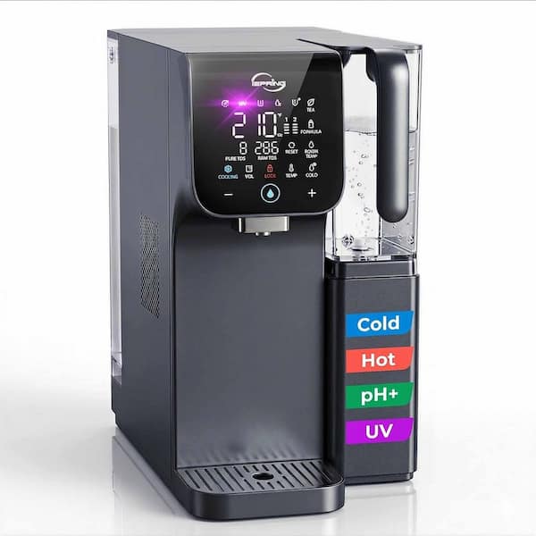 UV Alkaline Hot and Cold Countertop Reverse Osmosis Water Filter Dispenser with Mineral nad LED UV Filter 9 Temp Options