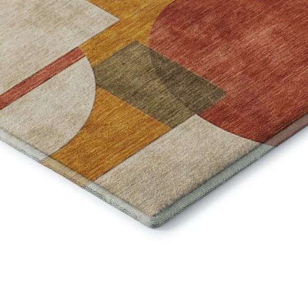 Mayfield Premium Machine Washable Abstract AMF1692 Coral 8 ft. x 10 ft. Area Rug