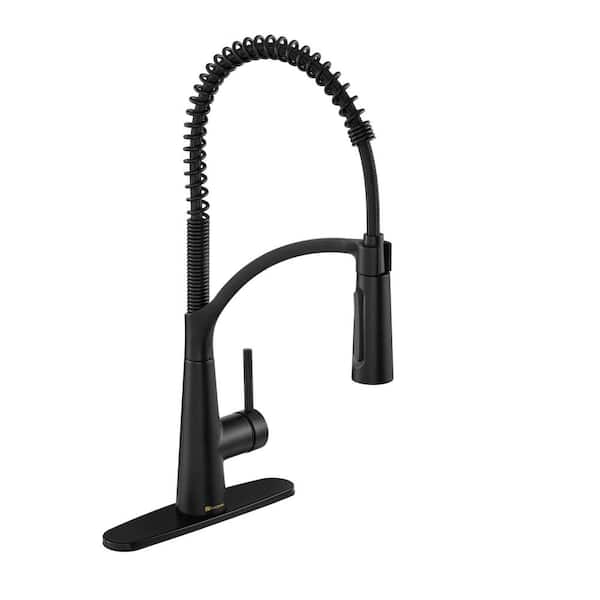 Glacier Bay Brenner Commercial Style Single-Handle Pull-Down Sprayer Kitchen Faucet in Matte Black