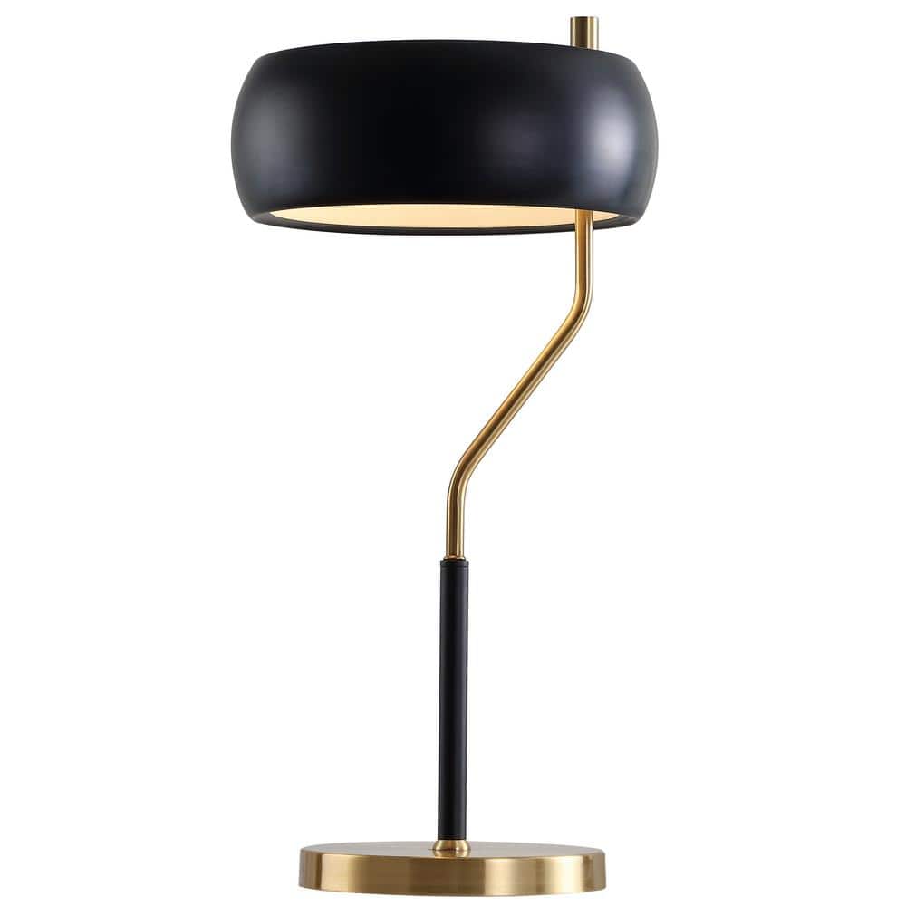 22.5" Black and Brass Gold Metal Desk Lamp with LED Bulb