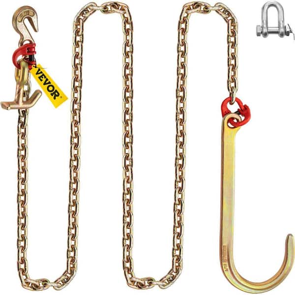 VEVOR J Hook Chain, 5/16 in x 10 ft Bridle Tow Chain, G80 Bridle Transport