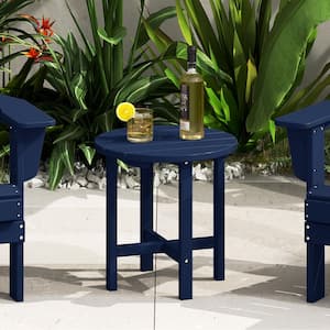 Mason 18 in. Navy Blue Poly Plastic Fade Resistant Outdoor Patio Round Adirondack Side Table