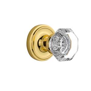 Classic Rosette 2-3/4 in. Backset Unlacquered Brass Passage Hall/Closet Waldorf Door Knob
