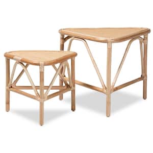 Jayden 25.6 in. Natural Triangle Rattan End Table with 2-Pieces