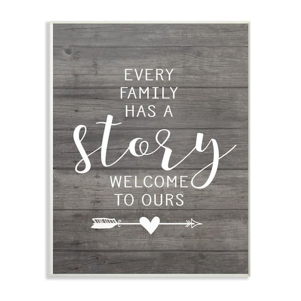 Stupell Industries 10 in. x 15 in. "Every Family Has A Story" by Lettered and Lined Printed Wood Wall Art