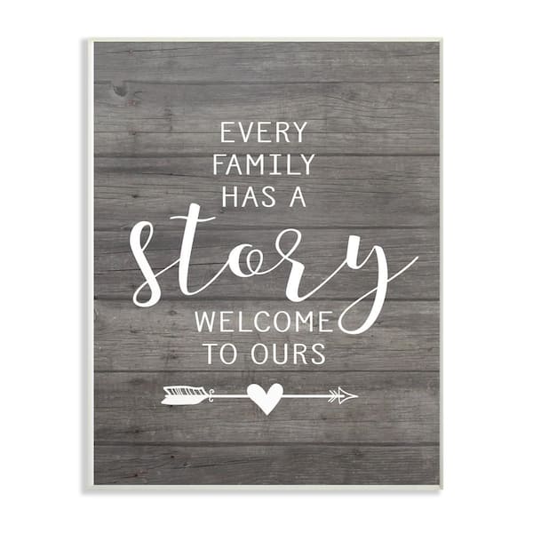 Stupell Industries 12.5 in. x 18.5 in. "Every Family Has A Story" by Lettered and Lined Printed Wood Wall Art
