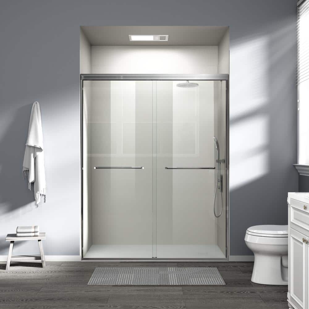 56-60 in.W x 72 in.H Nickel Semi-Frameless Double Silent Sliding Shower Door,6mm SGCC Tempered Glass,Reversible price history on PriceWatchPro