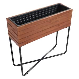 23.5 in. H x 24.25 in. W x 7 in. L Brown Acacia Wood Slatted Planter Box with Oil-Stained Finish