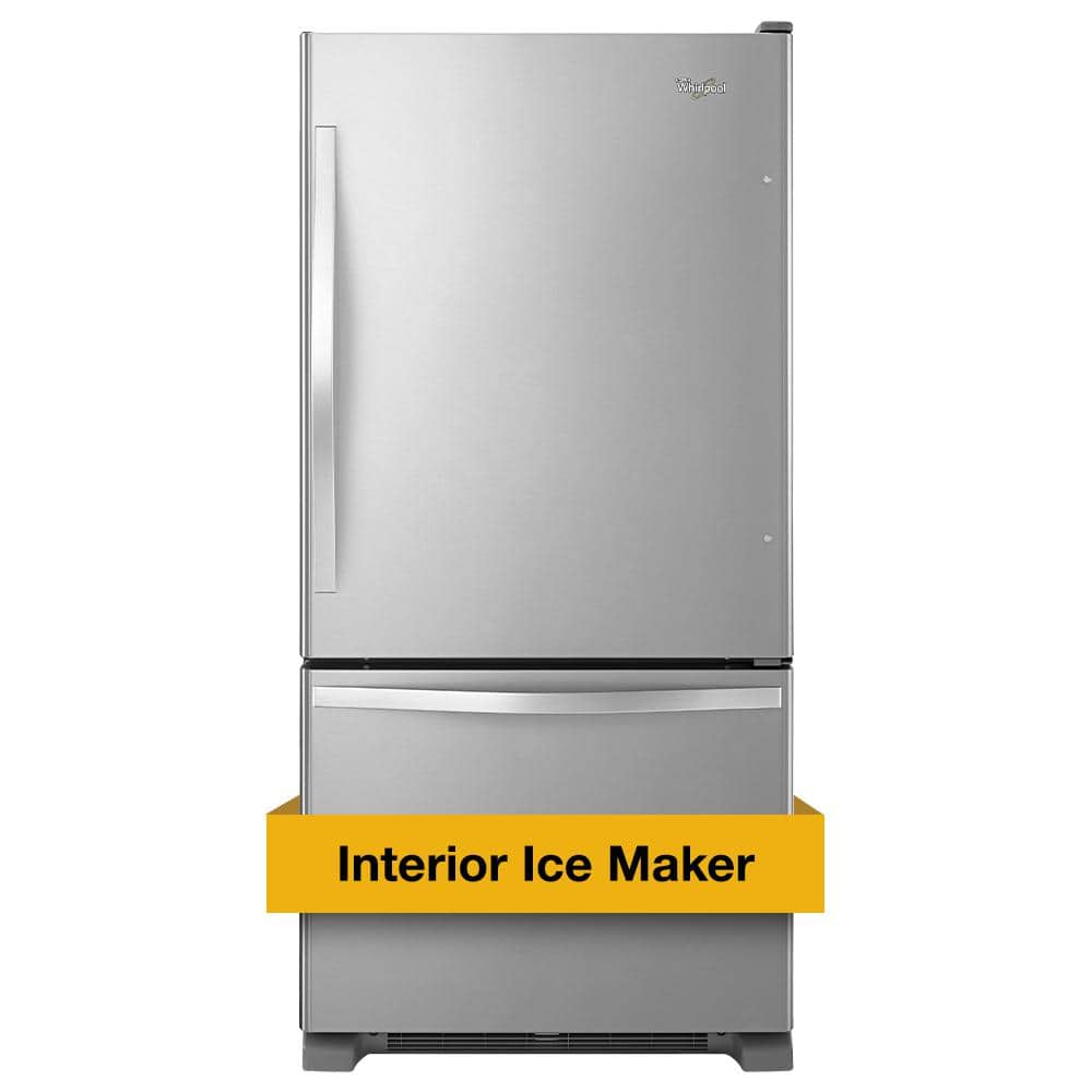 18.7 cu. ft. Bottom Freezer Refrigerator in Monochromatic Stainless Steel -  Whirlpool, WRB329DMBM