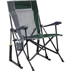 Metal Outdoor Rocking Chair, Outdoor Freestyle Rocker Portable Rocking Chair and Outdoor Camping Chair , Green/Grey