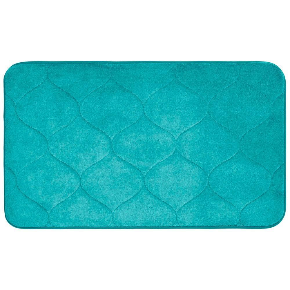Palace Turquoise 20 in. x 34 in. Memory Foam Bath Mat