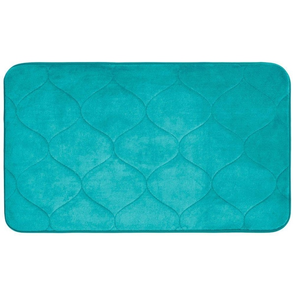 BounceComfort Palace Turquoise 20 in. x 34 in. Memory Foam Bath Mat