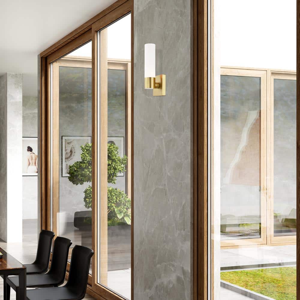 Aero Chrome Sleek Contemporary Wall Sconce with Etched Opal Glass