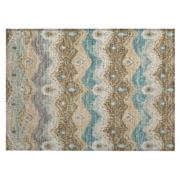 Chantille Machine Washable Indoor/Outdoor Abstract ACN3074 Teal 3 ft. x 4 ft. Area Rug