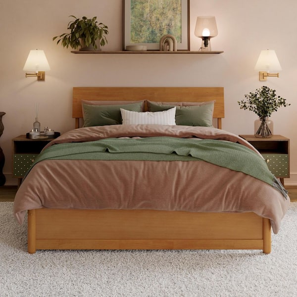 AFI Norla Light Toffee Natural Bronze Wood Frame Full Platform Bed