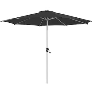 10 ft. Aluminum Market Umbrella Outdoor Patio Umbrella with Push Button Tilt Crank Garden, Lawn, Pool in Navy Blue
