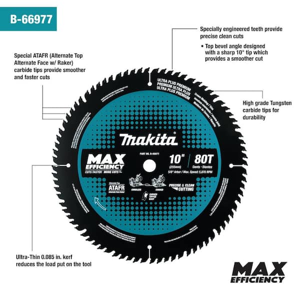 Makita 10 in. 80T Carbide-Tipped Max Efficiency Miter Saw Blade B