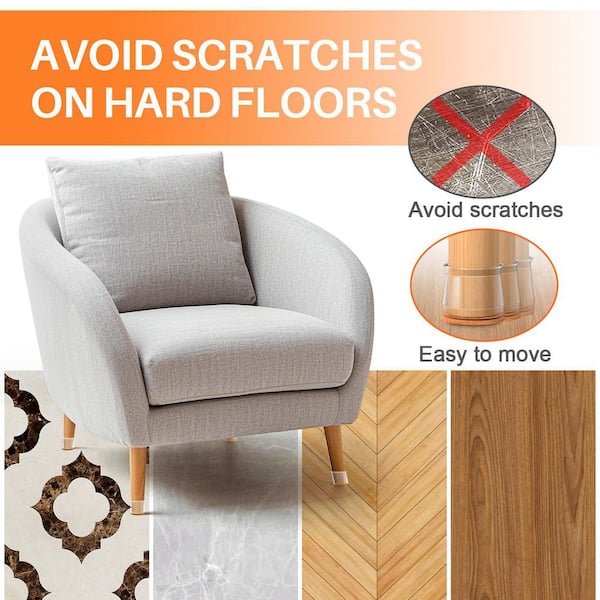 24-Pack Silicone Felt Chair Leg Floor Protectors for Hardwood