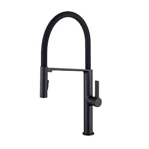 Single Handle Pull Down Sprayer Kitchen Faucet with Secure Docking in Black Stainless