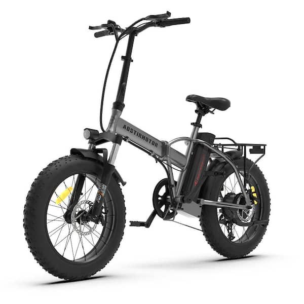 Zeus & Ruta 20 in. Folding Electric Bike Ebike Bicycle 750W Motor with 48V/12.5Ah Li-Battery Beach Snow Bicycle in Gray
