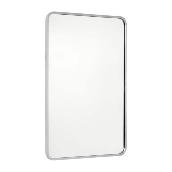 Carnegy Avenue 30 in. W x 40 in. H Matte Silver Wall Mounted Mirror
