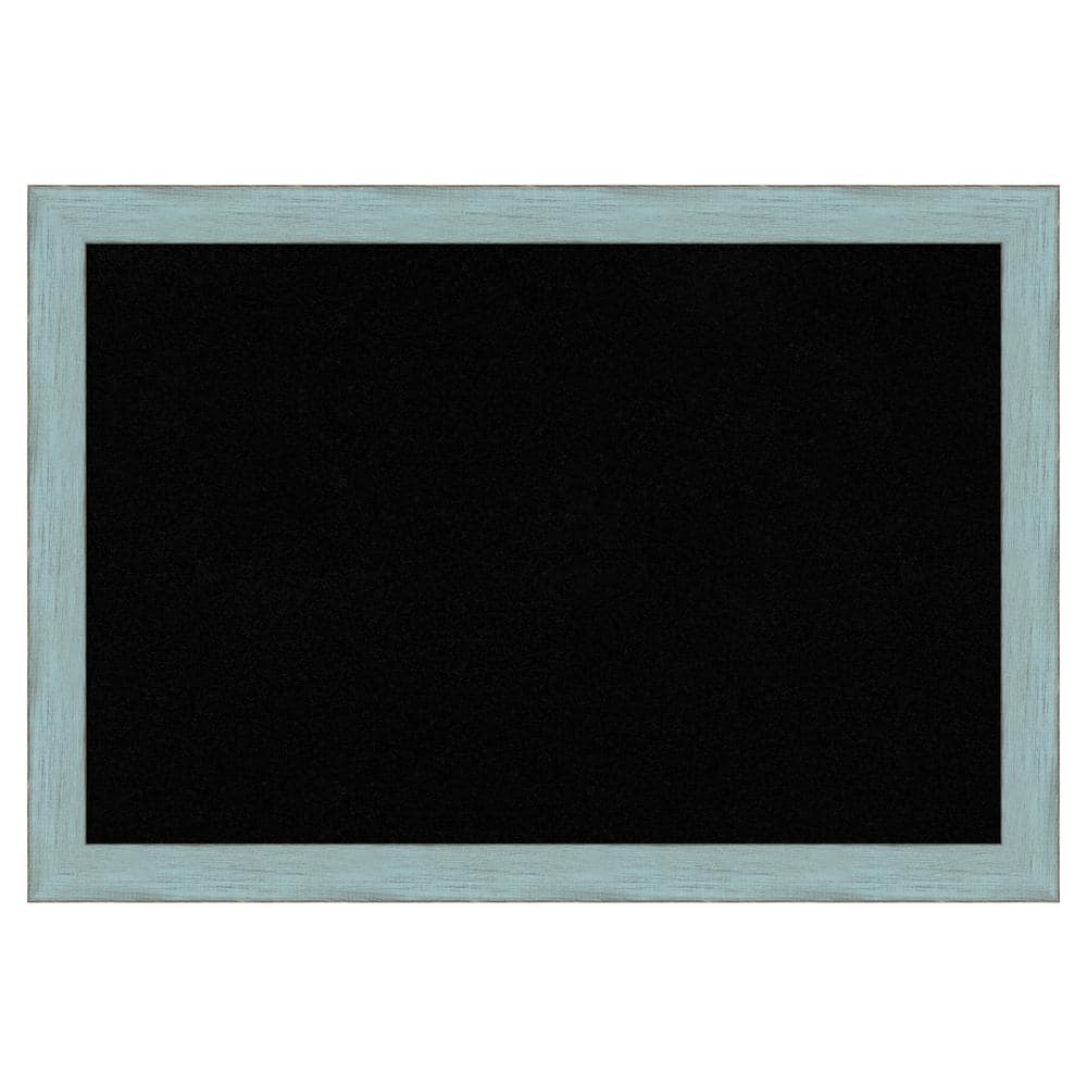 Amanti Art Sky Blue Rustic Wood Framed Black Corkboard 26 in. x 18 in. Bulletin Board Memo Board