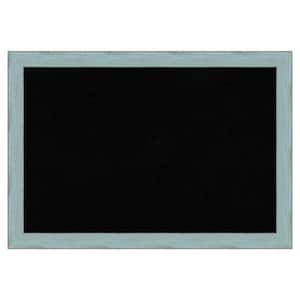 Sky Blue Rustic Wood Framed Black Corkboard 26 in. x 18 in. Bulletin Board Memo Board