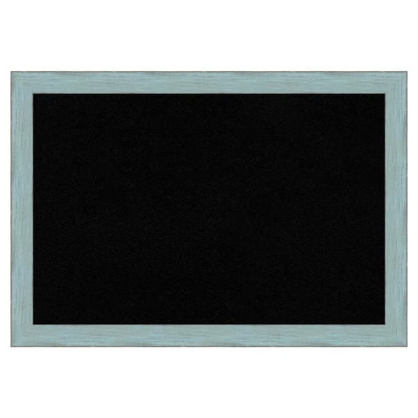 Amanti Art Sky Blue Rustic Wood Framed Black Corkboard 26 in. x 18 in. Bulletin Board Memo Board
