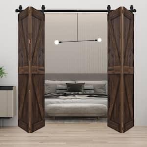 K Style 72in. x80 in. (18 in. x80 in. x 4-Panels) Kona Coffee Solid Core Wood Bi-Fold Door Hardware Kit -Assembly Needed