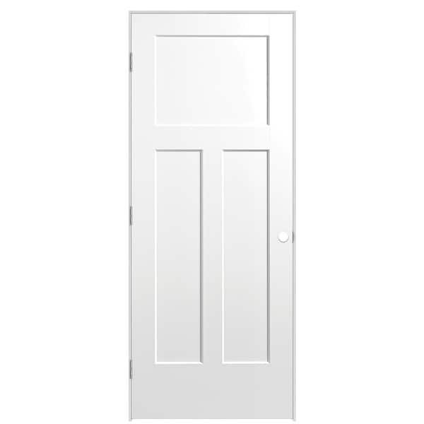 Masonite 32 in. x 80 in. 3-Panel Winslow Right-Hand Solid Core Ultra-Pure White Molded Composite Single Prehung Interior Door