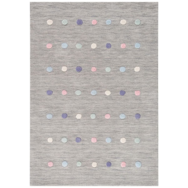 Kids 4 ft. x 6 ft. Silver Polka-Dot Area Rug