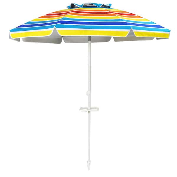 Unbranded 7.2 ft. Steel Outdoor Beach Umbrella with Sand Anchor and Tilt Mechanism in Multicolor